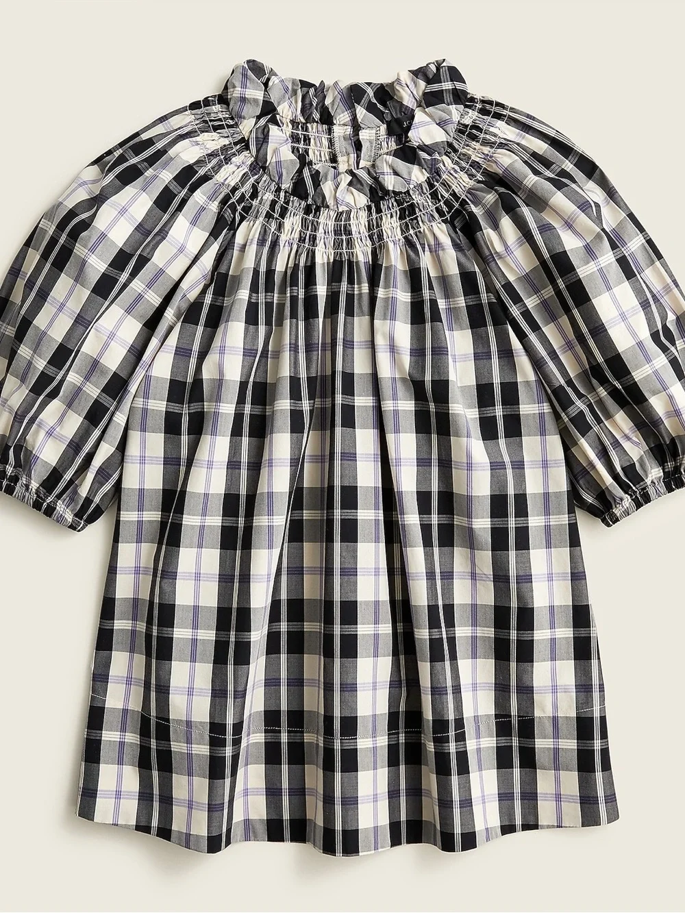 NWT J. Crew Women’s Smocked Neck Puff Sleeve Top in Friday Plaid XS